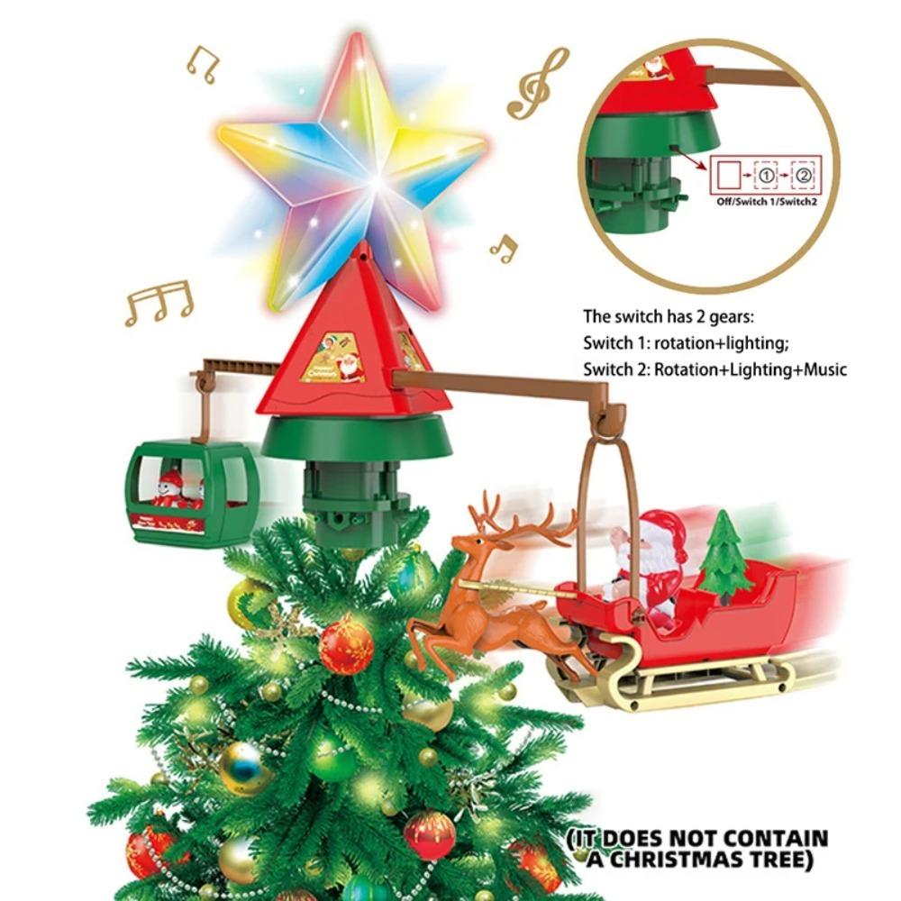 Battery Powered Christmas Electric Trains Toy with Light&Sound Xmas Rotating Christmas Star Decoration Railway Track Vehicle