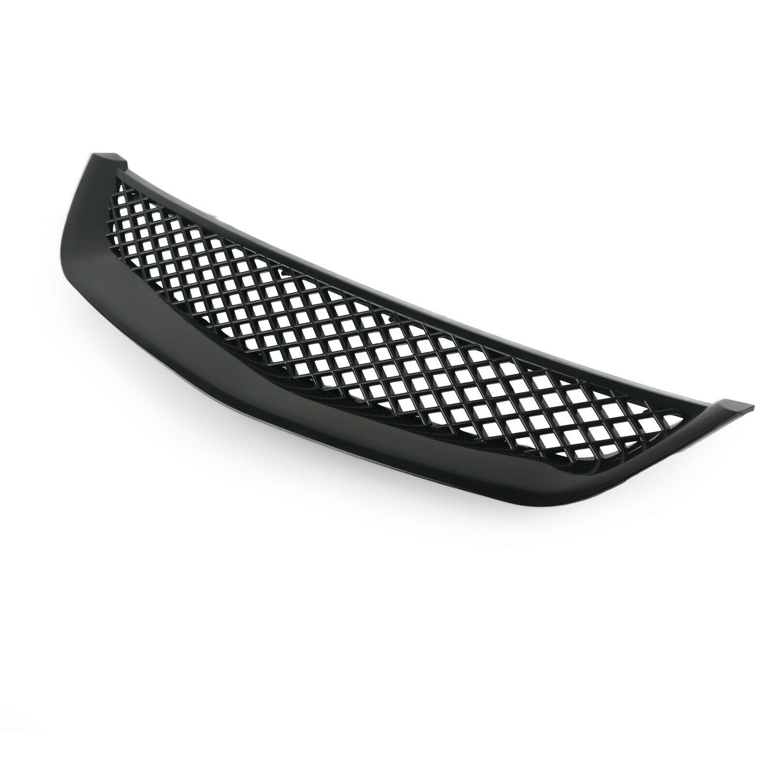 Car Gloss Black Mesh ABS Front Hood Grille Grill For Honda Civic JDM Type R 2001-2003 Bright black