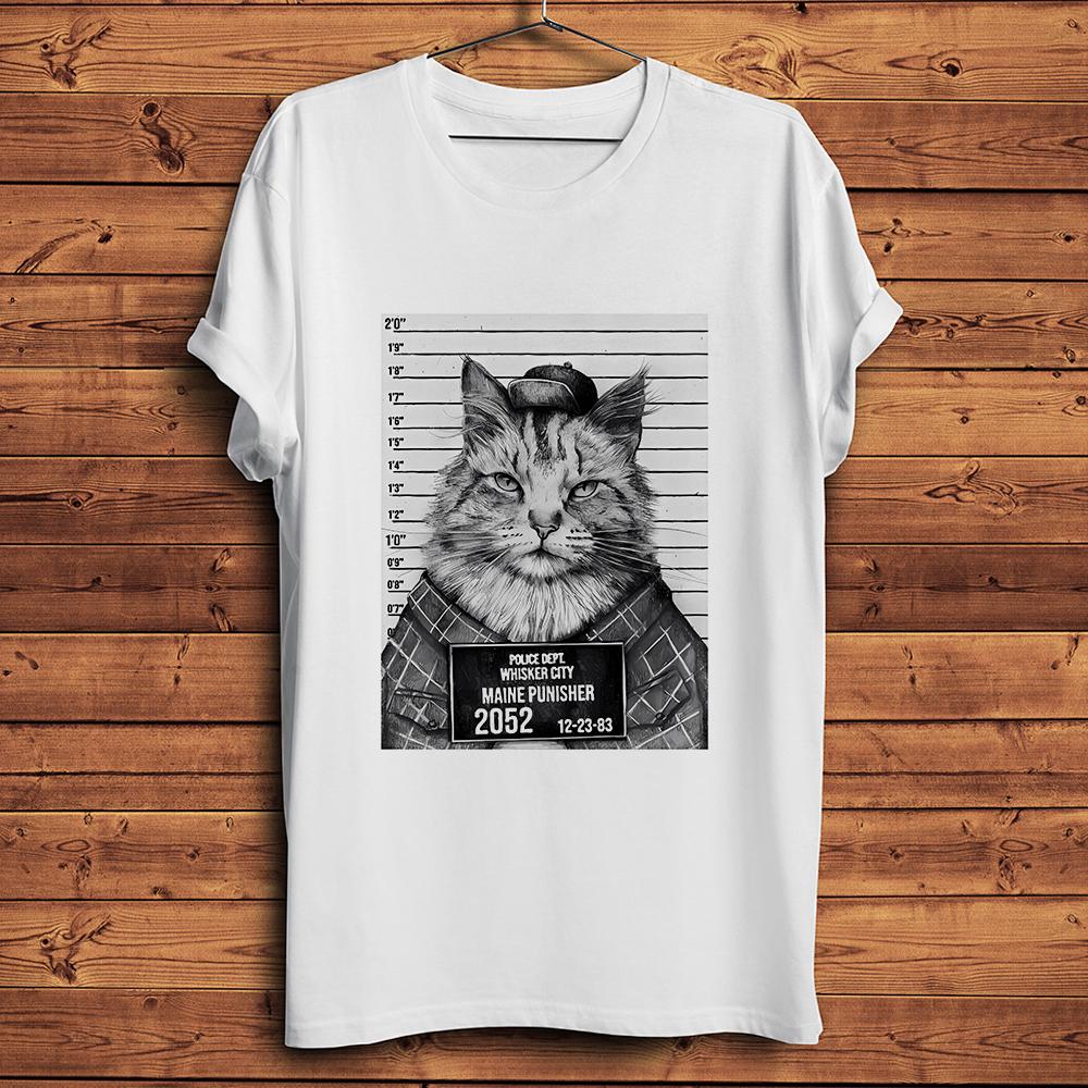 Wanted Maine Coon CatsBlue Cat Criminal Funny Meow TshirtWhite Casual Short TShirtUnisex TeeNocracking Breathable Print S