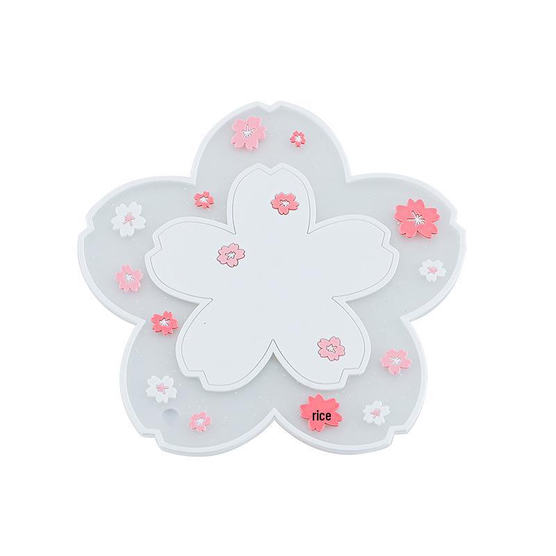 Cherry Blossom Heat Insulation Mat for Dining Table - PVC Anti-Scald Flower Coaster & Casserole Pot Mat.