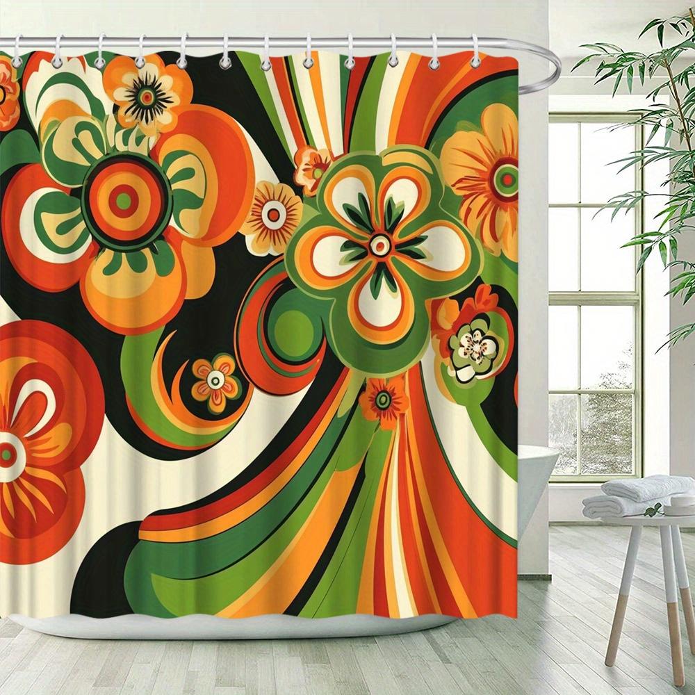 Bohemian Tropical Floral Pattern Polyester Shower Curtain Waterproof Bathroom Decor Curtain Liner Accessories