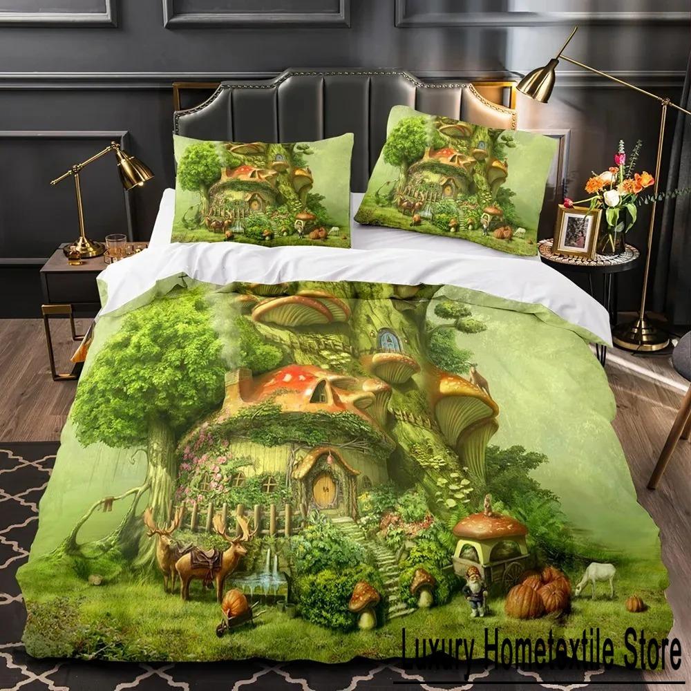 Pilz Fee Wald Magie Lilliputaner Pilz Pflanze Bettwäscheset Jungen Mädchen Twin Queen Size Bettbezug Kissenbezug Bett Junge Erwachsener
