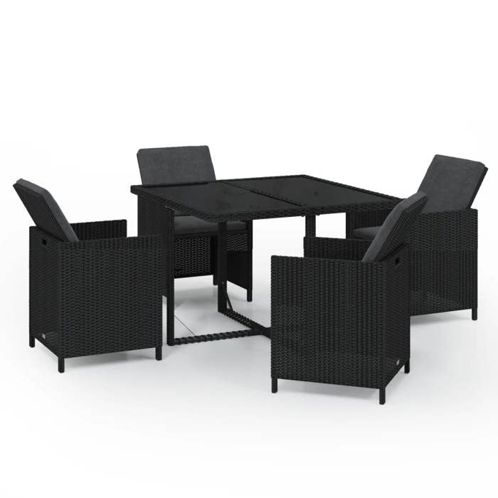 VidaXL Garden Dining Furniture and Cushions 5 Pcs Dining Room Furniture Table and Dining Chairs Terrace Patio 3095504