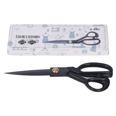 Sewing Scissors 10in Black High Manganese Steel Iron Ergonomic Curved Handle Professional Fabric