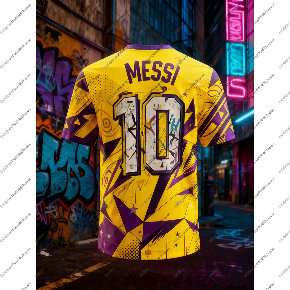 Koszulka T-shirt Piłkarska Męska Prezent Casual Chłopcy Oddychający T-shirt Szybkoschnący Top Piłka Nożna Sport Dzieci Ubranie Codzienne Messi 10 Ubranie