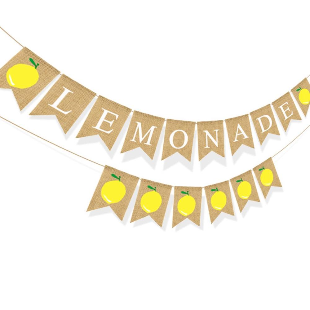 Birthday Party Baby Shower Burlap Summer Lemon Banner Party Decoration Bunting Garland Flag Layout