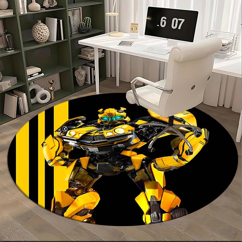 Transformer Bumblebee,Yellow Bee Robot Chair Mat Round Rug Office Carpet, Non Slip, Suitable for Living Rooms, Bedrooms Decor.1205012a