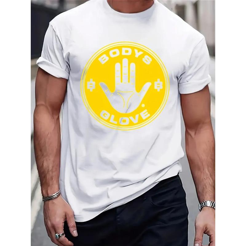 Men S T-Shirt, Summer, Men S Sports T-Shirt, Slightly Stretchy Fabric, Print T-Shirt, Regular Fit, Slightly Stretchy Clothing, Patterned T-Shirt S белый