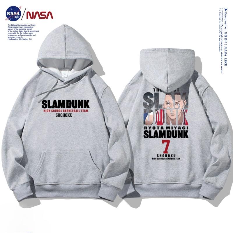 

НАСА совместный осенне-зимний мультяшный принт «Слэм-данк» студенческая толстовка с капюшоном для мужчин и женщин, пуловер с длинным рукавом на флисе 3XL