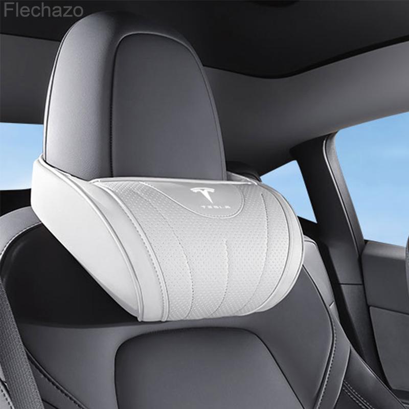 For Tesla Model 3 Model Model Y S X Cybertruck Juguete 2025 Leather Car Seat Headrest Memory Foam Comfort High-end Neck Pillow