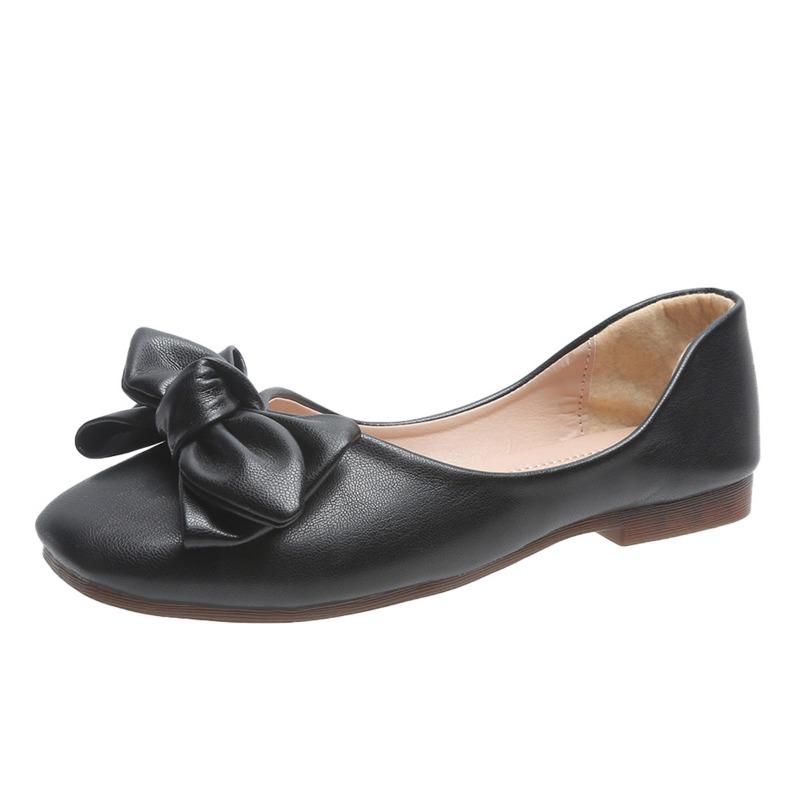 

Single shoes women s spring and summer new flat bottom soft bottom bow round head shallow mouth one pedal women s shoes batch 35 чорний
