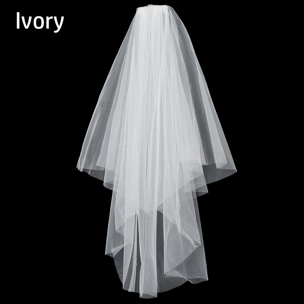 Elegant Two Layer Short Simple White Ivory Bridal Veil Women's Tulle With Comb Wedding Veil