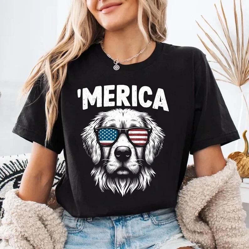 Merica Golden Retriever Shirt 4th Of July Dog Tee T Shirt S