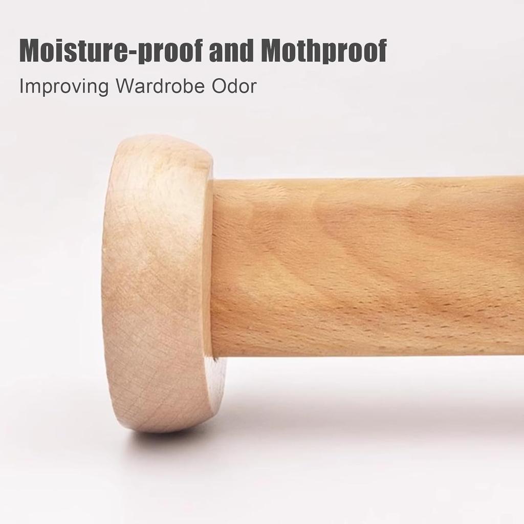 Wooden Oval Closet Rod 2 Sets, Polished Wood Wardrobe Closet Rod with End Supports, Saving Space Hanging Rods, Closets Poles for Wardrobe Hallway