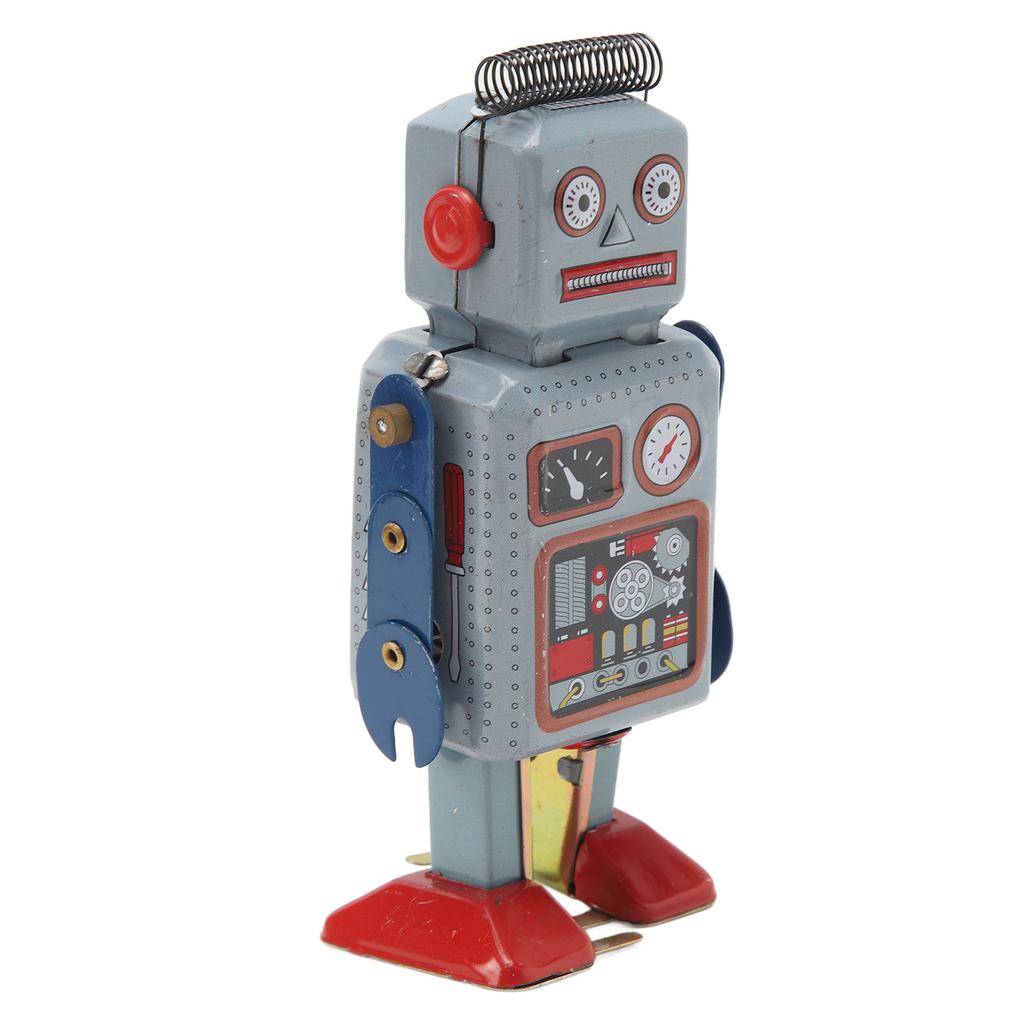 Wind Up Vintage Robot Toys Clockwork Walking Toy Retro Tinplate Toy for Photo Prop Decoration Gift