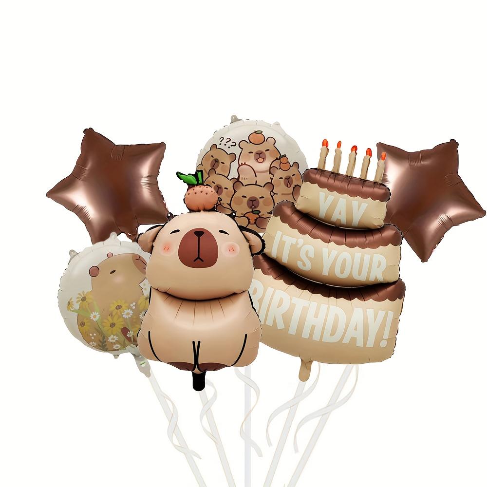 

6 шт. Шары капибары Набор шаров «С днем рождения», Капибара и звезда | Подходит для вечеринки в животной тематике, принадлежности для вечеринки по случаю дня рождения