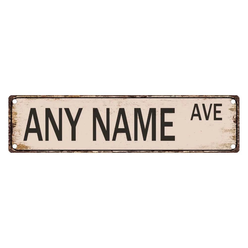 Personalized Retro Street Sign 15.75x3.94in Custom Metal Foil Wall Decor