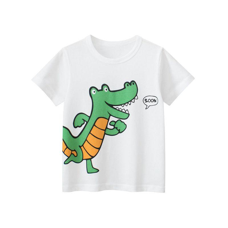27kids Kids Summer Short Sleeve T-shirt Top Children's Clothing Boys Dinosaur Clothes Baby Boys Cotton Base Shirt