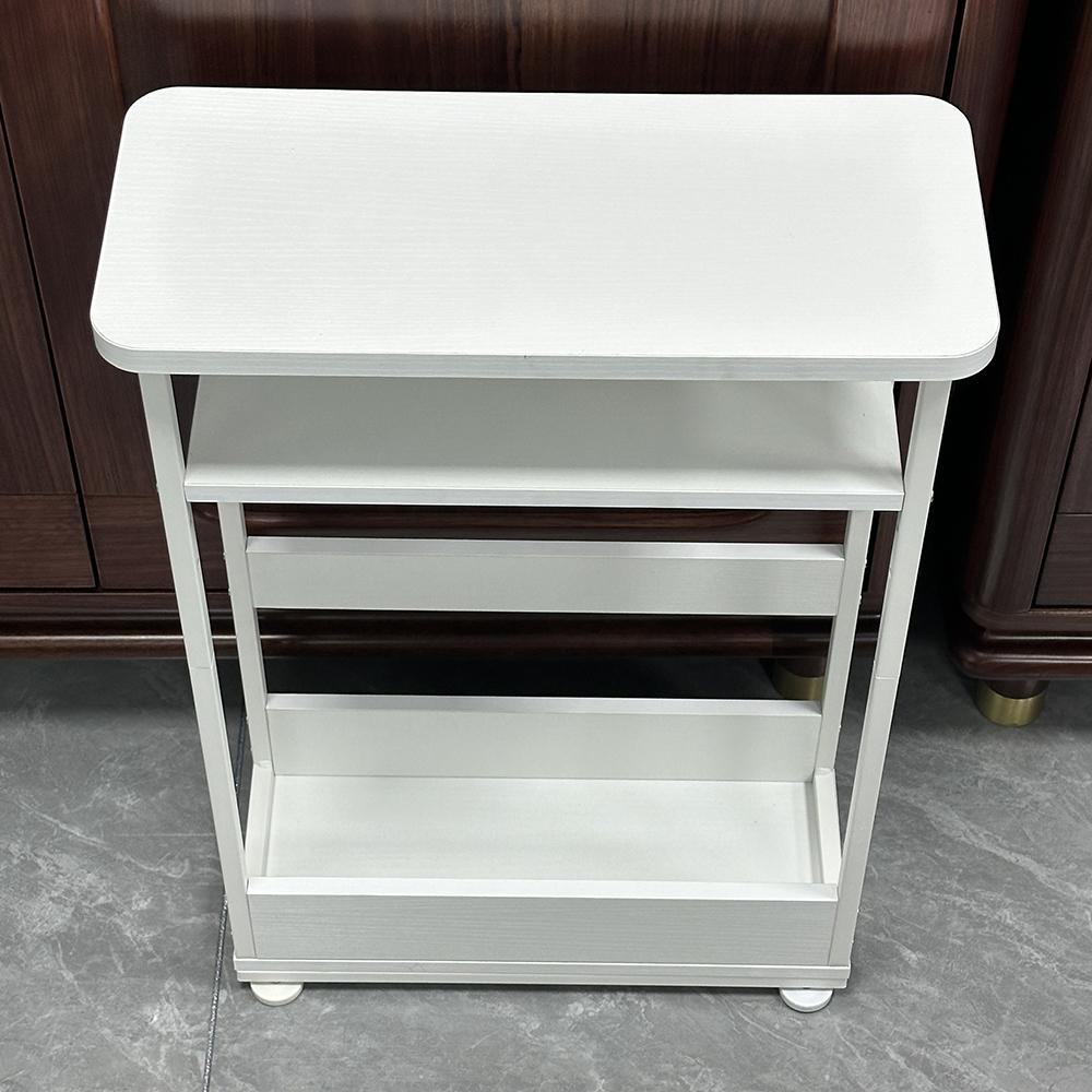 

40x18x55cm Wooden Magazine Holder Shelf 3 Tier End Table for Living Room Bedroom,White Wood Grain Type A