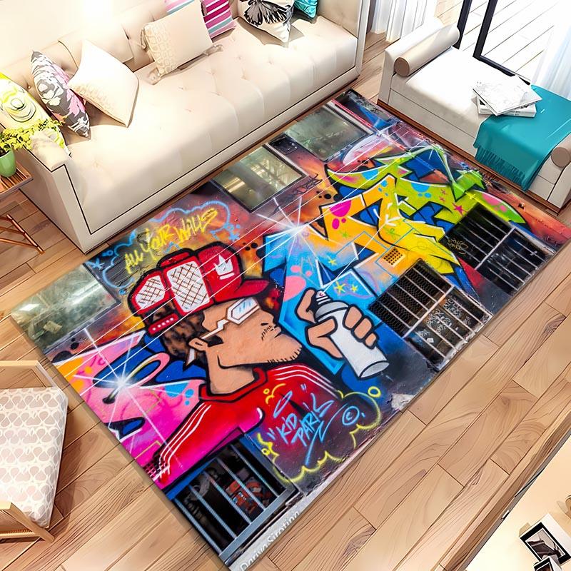 

Красочные граффити 3D печать Ковры для дома Гостиная детская Спальня Диван Придверный коврик Кухонные коврики Нескользящий Декор 40x60cm (16x24in)