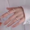 925 Silver-Plated Pearl Open Ring - Minimalist Index & Pinky Design for Women