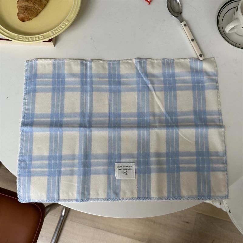 

Korean Retro Blue Plaid Tablecloth Placemats Table Mat Food Posing Background Cloth Insulation Pad Home Decoration Accessories 30x40cm синий