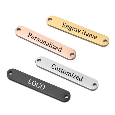 20 Stück Laser-Anhänger mit individuellem Namen, Logo, Datum, Text, Rechteck, Edelstahl, Personalisierte Anhänger für DIY-Halsketten, Armbänder