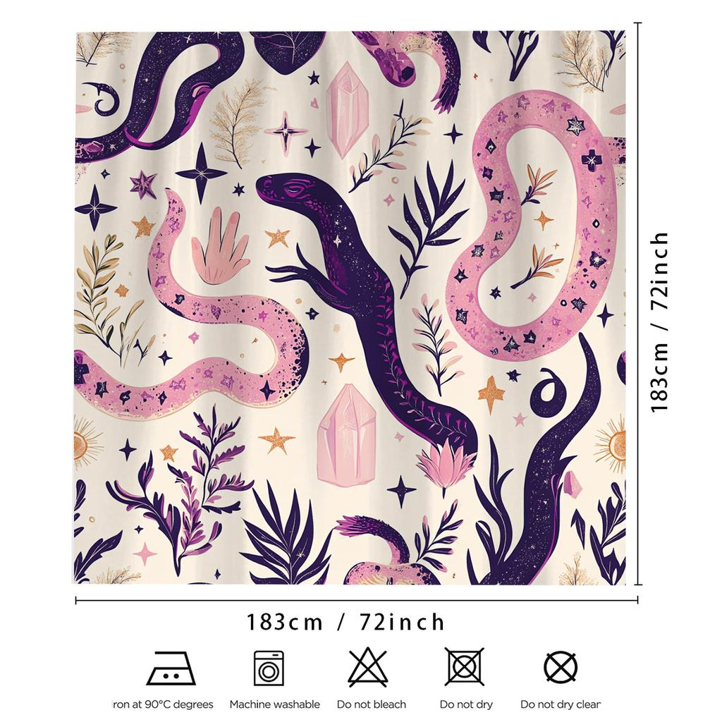 1pcs Exquisite Snake Shower Curtain, Polyester with Hook, Braided, Fashionable Bathroom Decorative Pattern Curtain