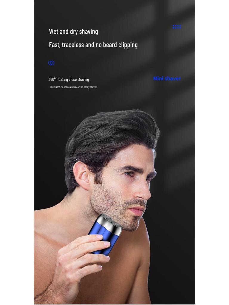 Men's Rechargeable Portable Electric Double-Head Shaver, Washable with Magnetic Blade.