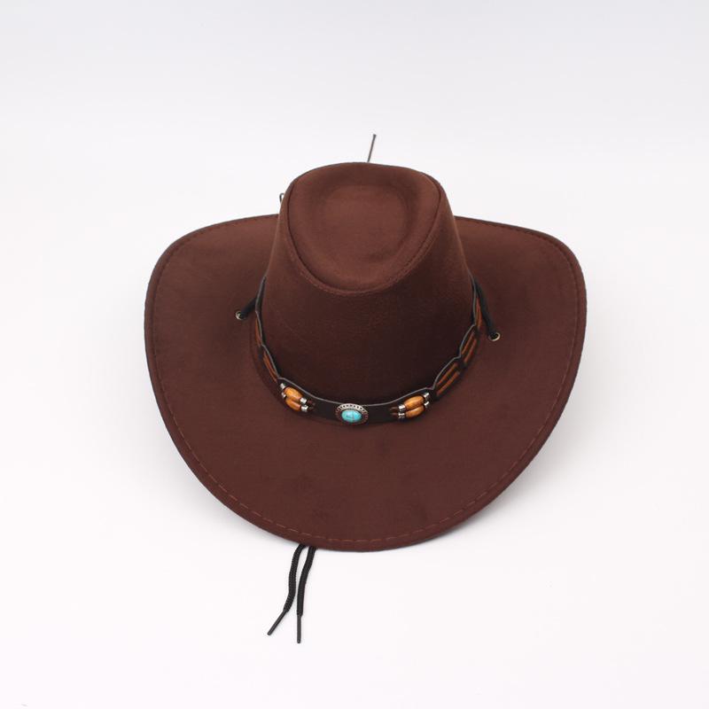 Pălărie de cowboy occidentală din piele întoarsă, vintage, cu boruri largi, pentru gentleman, fată, cowboy, jazz, pălărie de petrecere de sărbători