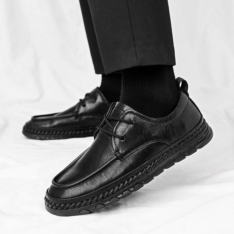 WAERTA 2024 New Men Quality Leather Shoes British Business Lace Up Fashion Black Soft Leather Man Split Leather Dress Shoes Men