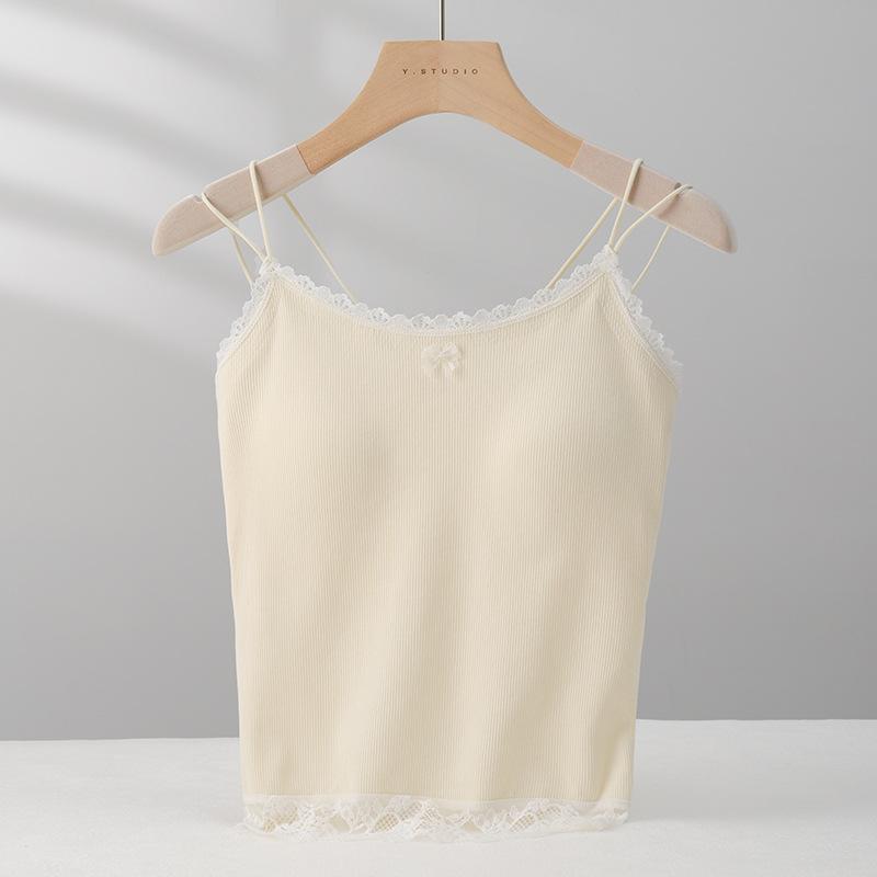 

Кружевной кружевной бант жилет на подтяжках женский новый облегающий трикотажный внутренний топ One size