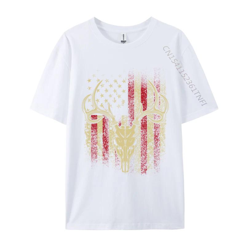Unisex Clothing American Flag Deer Family Cotton Luxury Designer TShirts Tops Tees Slim Fit Casual Top TShirts
