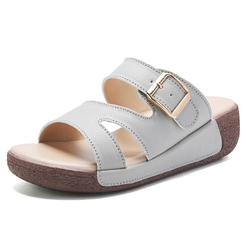 Cool slippers women's summer outer wear non-slip soft bottom women's large size fashion muffin thick bottom heightening one-word slippers