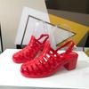 Fashion Korean Jelly Women's Sandals Summer Students Transparent Crystal Plastic High Heels Roman Anti Slip Baotou Beach Hole Shoe Women