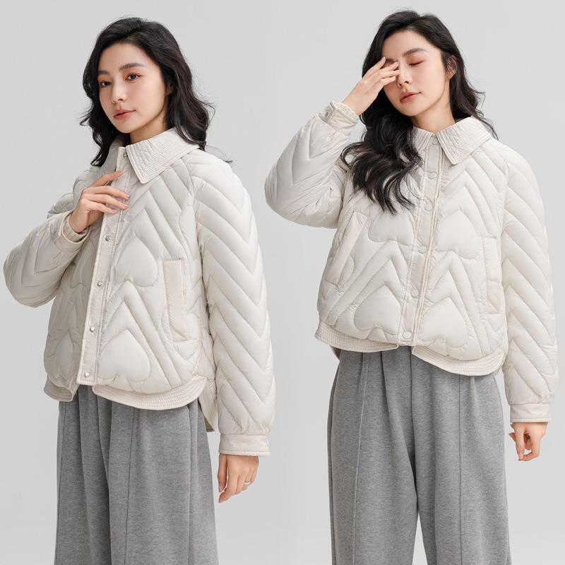 Real winter new product small cotton-padded clothes lapel temperament light and thin short thin down cotton-padded clothes