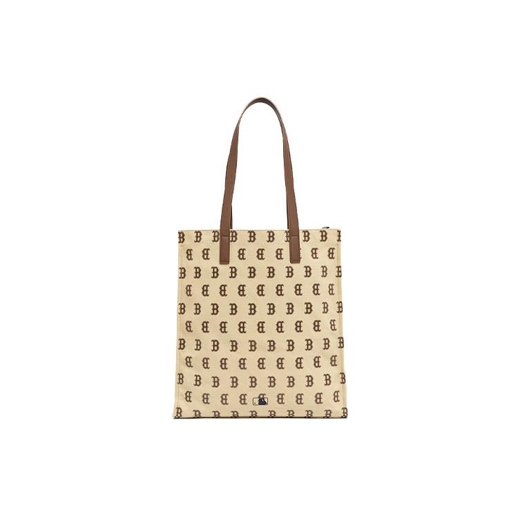 New MLB Monogram Collection Polyester Square Bag Combo Handbag Regular Women's Khaki 3AORL011N-43BGS