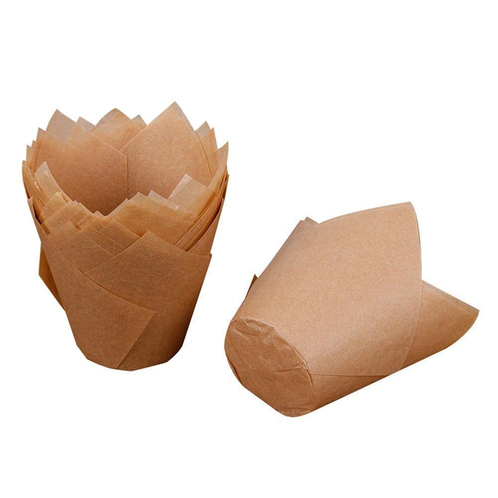 Bakeware Resistance High Temperature Liners Pastry Baking Paper Cups Tulip Shape 50Pcs/Set Cake Cup