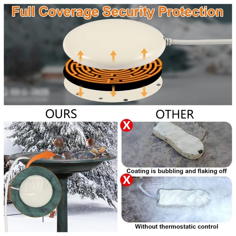 Birdbath Deicer Poultry Water Heater Winter Anti Freeze Drinking Deicer With Temperature Control For Chicken Duck Geese