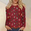 Women's Fashion Casual Christmas Printed Round Neck Long Sleeve Pullover Top