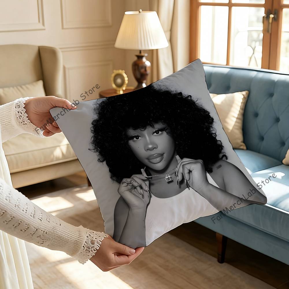 Singer SSZA Pillow Case Plush Fabric Soft Pillowcase Double Sided Print Sofa Cushion Cover Throw