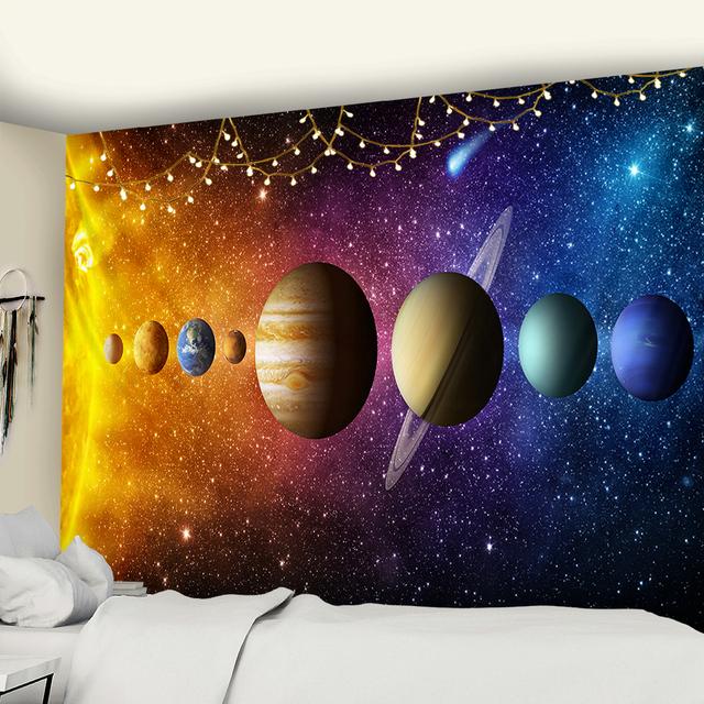 Blue Starry Sky Stars Universe Space Tapestries Wall Hanging Big Tapestry Psychedelic Mysterious Stars For Dorm