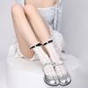 Bowknot Pearl Heart White Ruffled Socks Jk Summer Thin Short and Mid-calf Socks for Women To Pair with Mary Jane Shoes