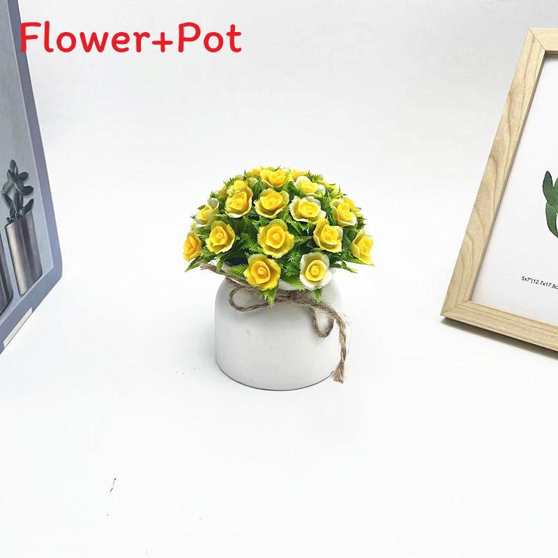 Mini Rose Plastic Potted Plant Bonsai For Wedding Photography And Home Decor