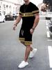 Nuovo Set T-shirt e Pantaloncini Uomo Taglie Forti Estate Casual Quotidiano Top Manica Corta Uomo Moda Urbana Street T-shirt Pantaloncini Uomo