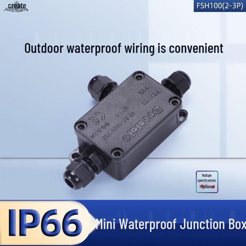 Outdoor Black Mini Waterproof Junction Box with Terminals