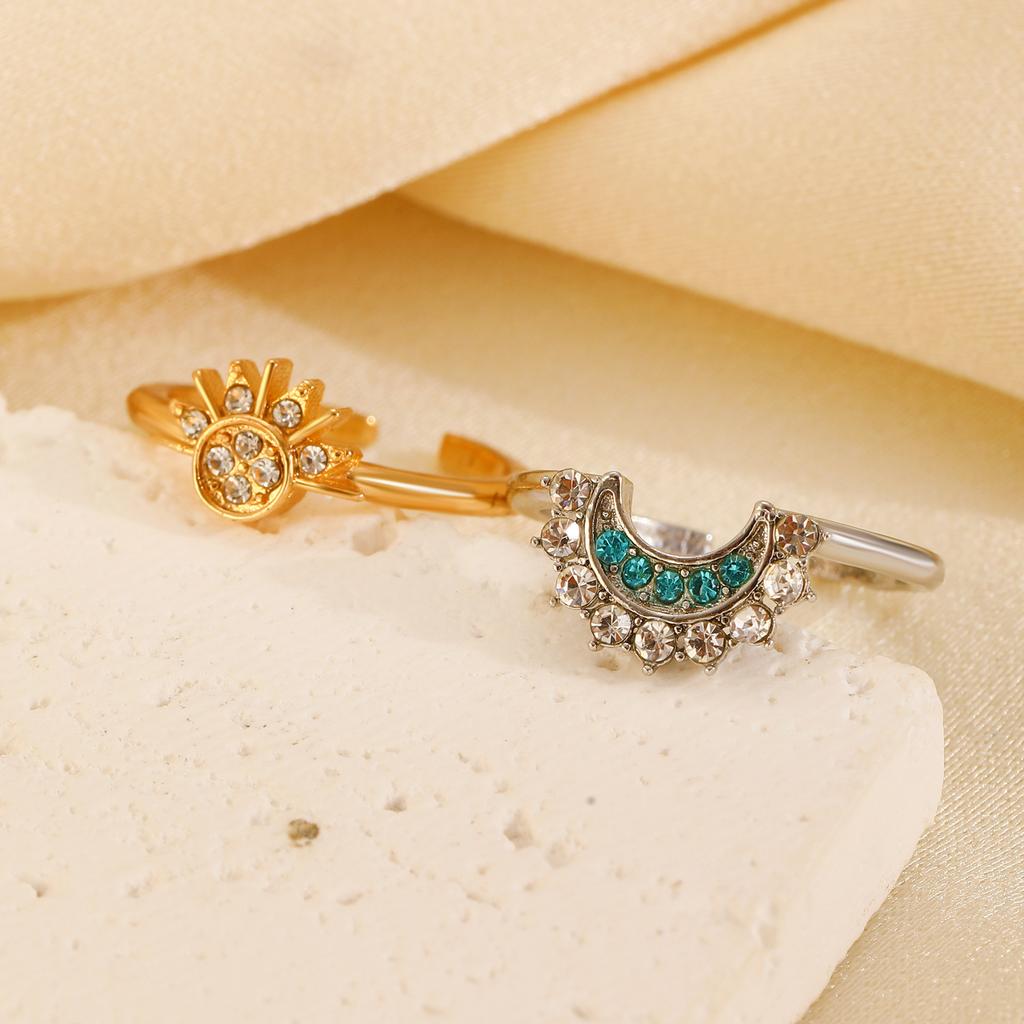New product personality, simple design sense, sun and moon, new diamond-encrusted sun and moon couple ring ring