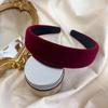 Korean Retro Elegant Velvet Sponge Headband Winter High Cranial Top Wide Edge with Red Press Hair Clamp