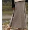 Women's High-Waist Mid-Length Wool Pleated A-Line Skirt for Autumn/Winter