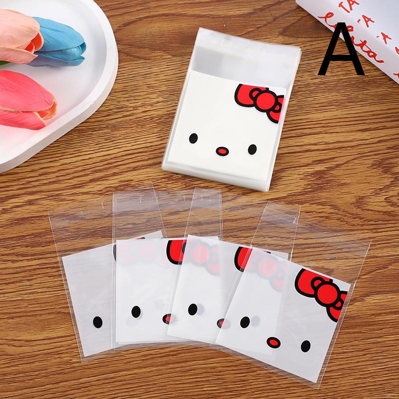 100Pcs Sanrioed Hello Kitty Printed Ziplock Bag Star Card Packing Self-Sealing Storage Bag Cartoon Disposable Candy Sealable Bag